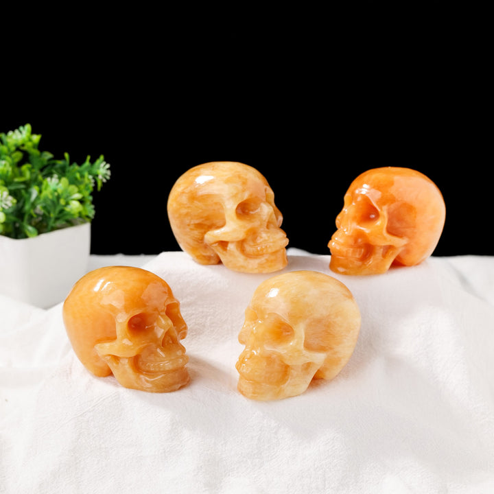 Olivenorma 3inch Yellow Aventurine Skull Head Gemstone Decoration