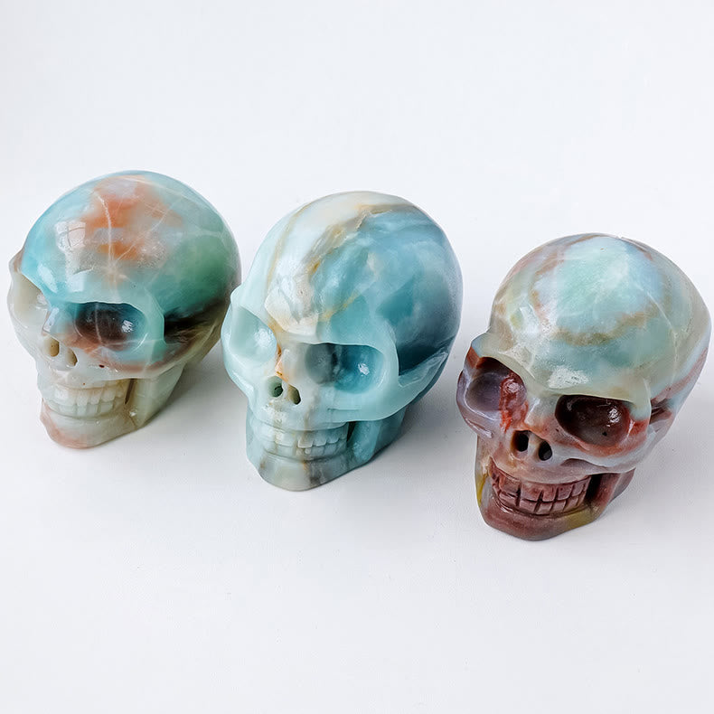 Olivenorma Natural Amazonite Gemstone Decoration Crystal Skull