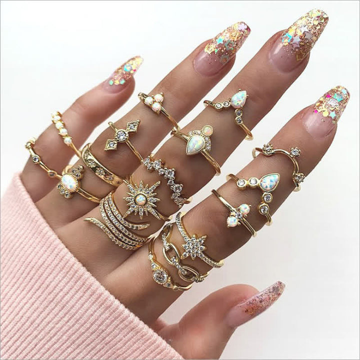 Olivenorma Vintage Opal 17 - Piece Ring Set