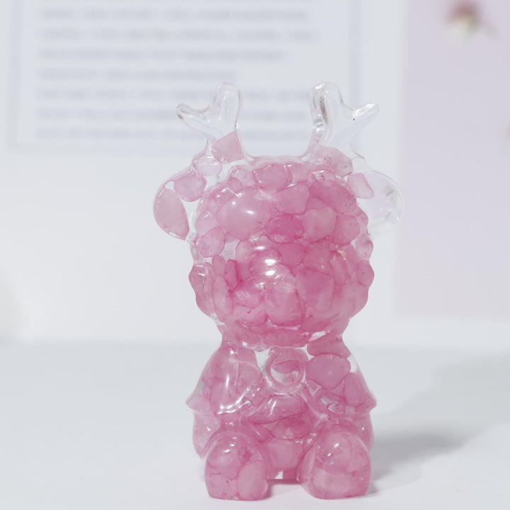Olivenorma Natural Crystal Elk Ornament Gemstone Decoration - Rose Quartz - image 19
