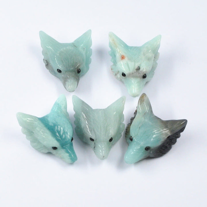 Olivenorma Natural Crystal Carved Wolf Head Accessory Gemstone Decoration - Amazonite - image 11