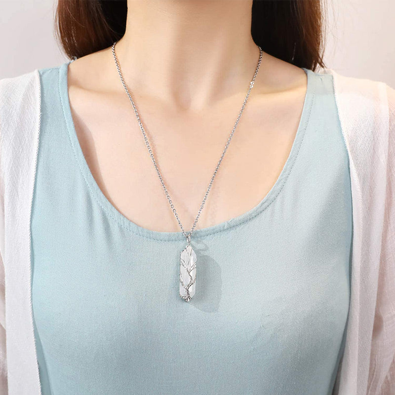 Olivenorma Crystal With Tree Of Life Gemstone Necklace