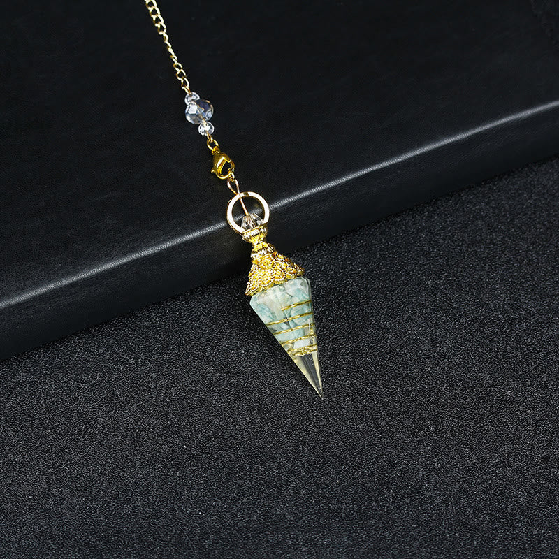 Olivenorma Natural Crystal Resin Hexagonal Pyramid Pendulum