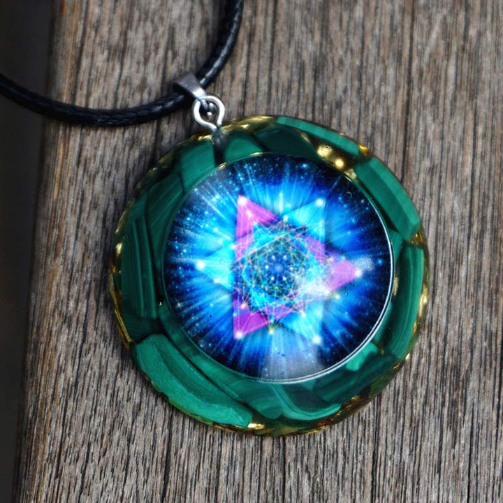 Olivenorma Malachite Metatron's Cube Reki Necklace