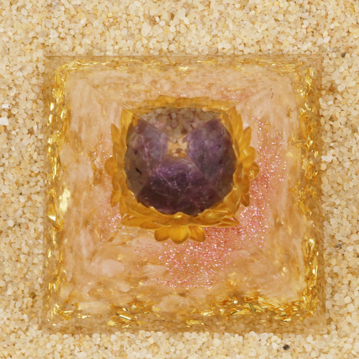 Olivenorma Amethyst Clear Quartz Orgone Pyramid