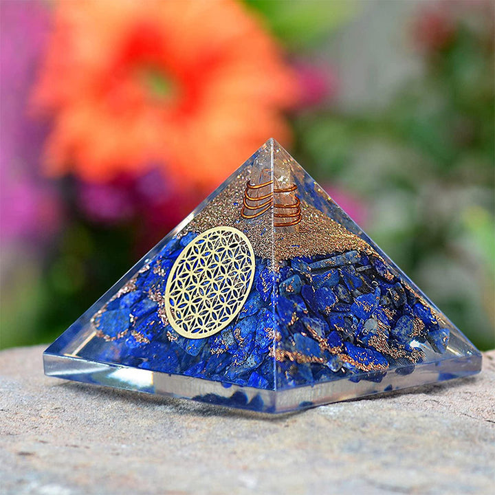 Olivenorma Lapis Lazuli Flower Of Life Orgone Pyramid