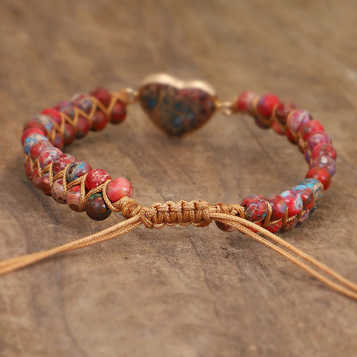 Olivenorma Red Emperor Stone Heart Bracelet