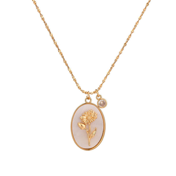 Olivenorma Birth Stone With Birth Flower Necklace - Apr - Daisy - image 4