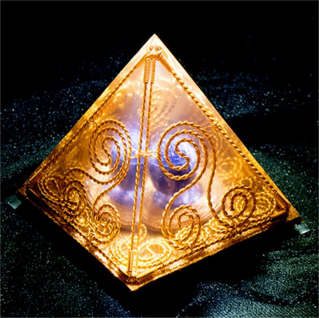 Olivenorma Triple Helix Cube - Ancient Egyptian Totem Amethyst Orgone Pyramid