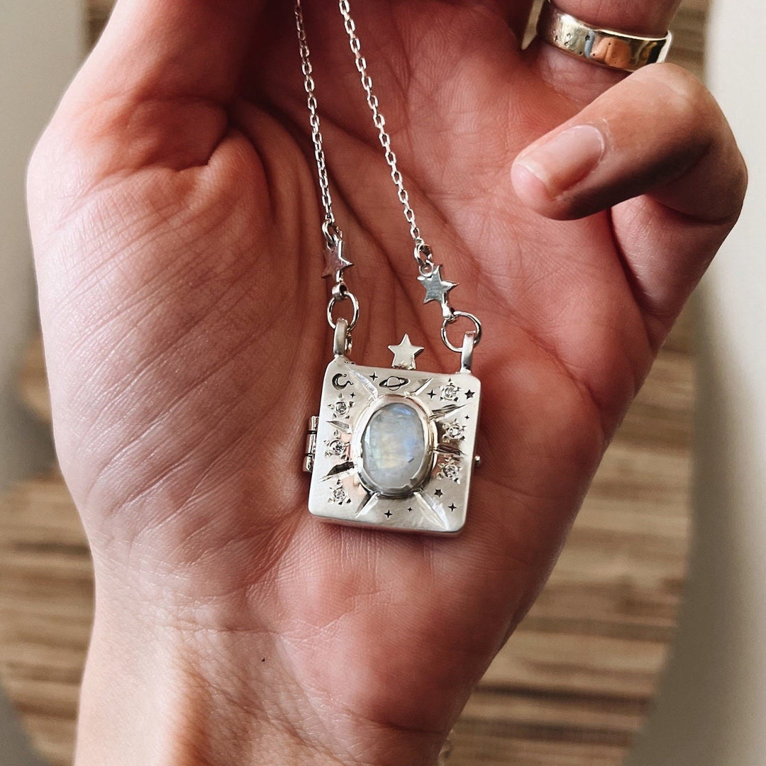 Olivenorma Moonstone Album Pendant Plated Necklace