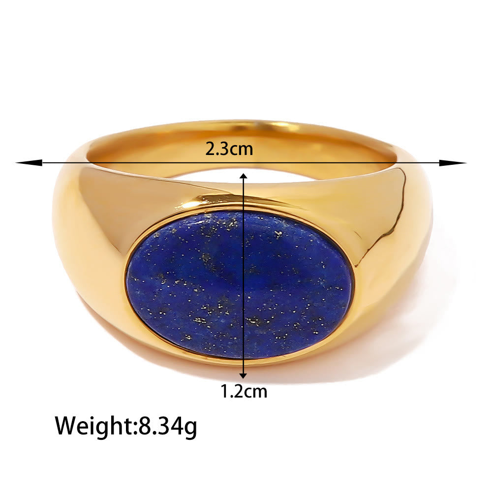 Olivenorma Court Vintage Titanium Steel Lapis Lazuli Ring Set