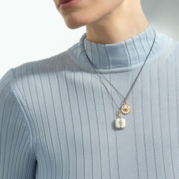 Olivenorma White Zircon Vintage Zodiac Stainless Steel 18k Necklace