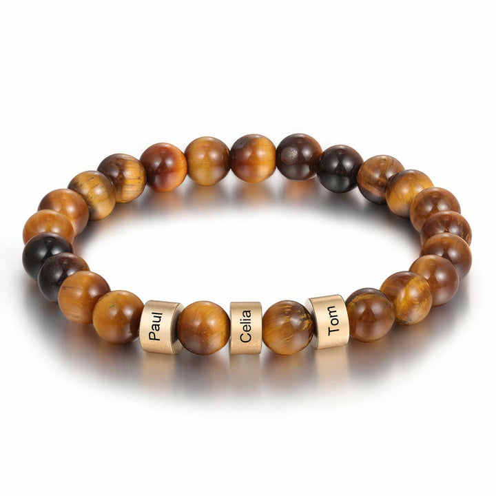 Olivenorma Natural Stone Engraving Personalized Beads Men Bracelet