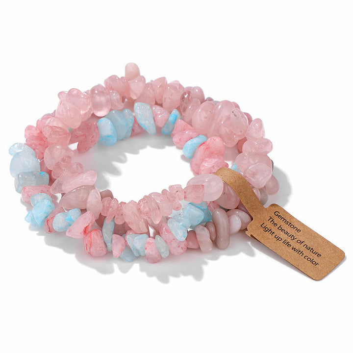 Olivenorma Natural Irregular Crystal Gravel Three Layer Bracelet