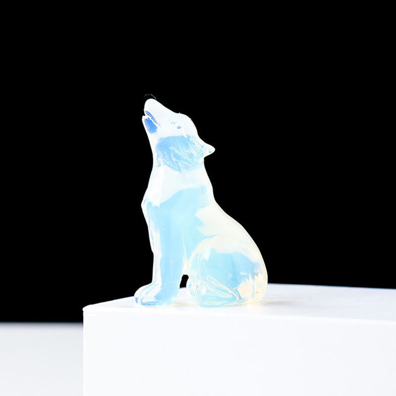 Olivenorma Natural Crystal Little Wolf Boy Gemstone Decoration - Opalite - image 17