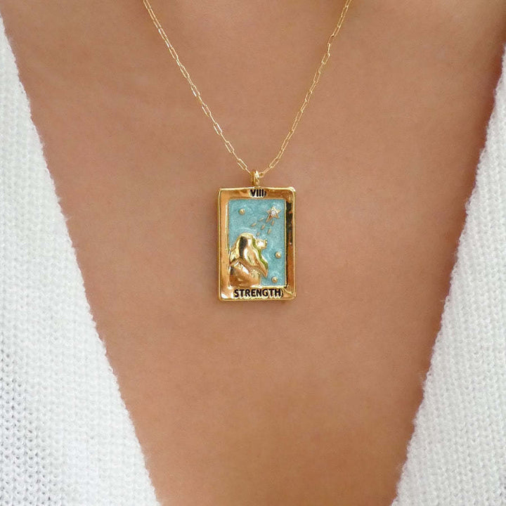 Olivenorma Vintage Tarot Card Square Pendant Titanium Steel Necklace