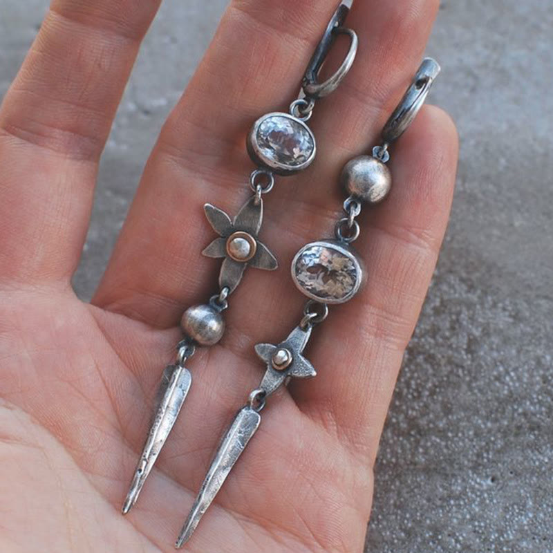 Olivenorma Geometric Long Rhinestone Star Drop Earrings - image 1