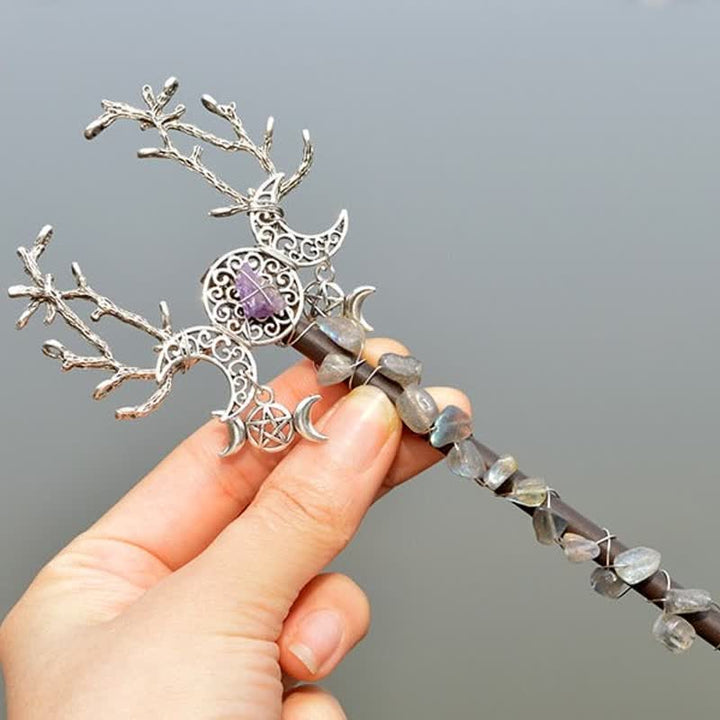 Olivenorma Natural Fairy Moon With Feather Crystal Wands