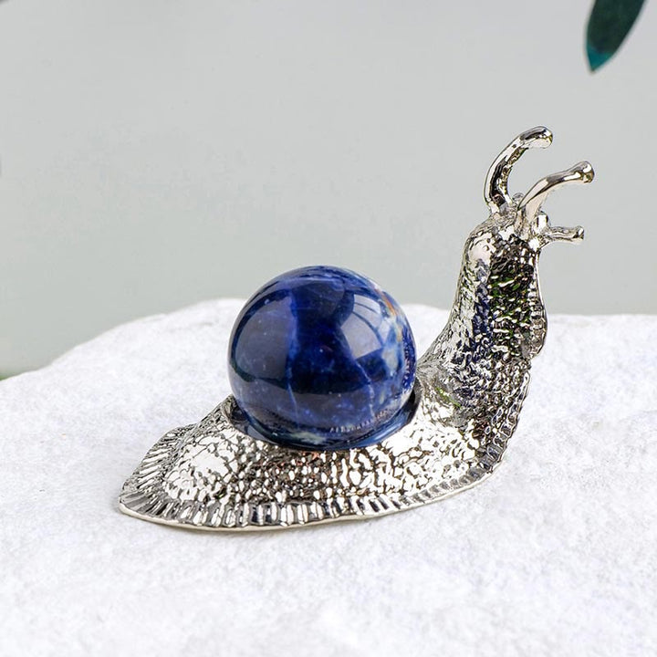 Olivenorma Natural Crystal Ball Holder Small Snail Gemstone Decoration - Sodalite - Silver - image 20
