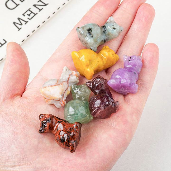 Olivenorma Natural Crystal Lucky Cat Carved Gemstone Decoration - image 45
