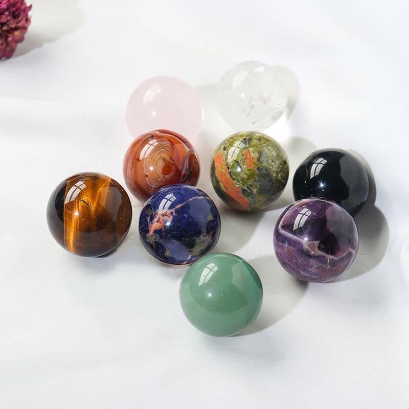 Olivenorma 9pcs Natural Crystal Balls Gemstone Crystal Set