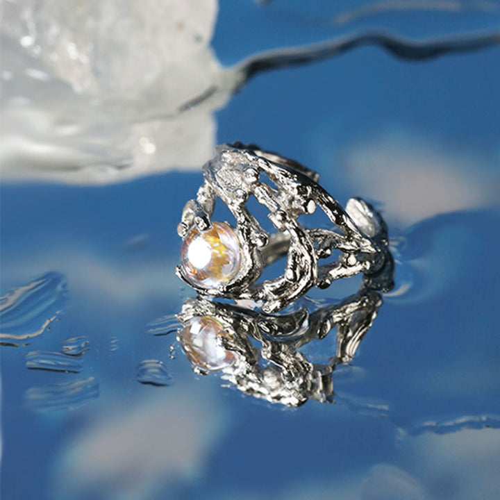 Olivenorma Irregular Branch Pattern Moonstone Ring