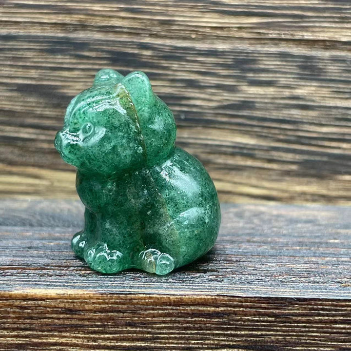 Olivenorma Natural Stone 1.2 Inch Cute Kitten Gemstone Decoration - Green Strawberry Quartz - image 37