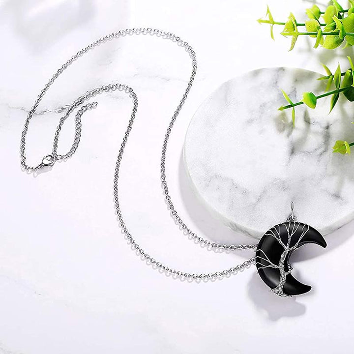 Olivenorma Natural Crystal Moon Necklace