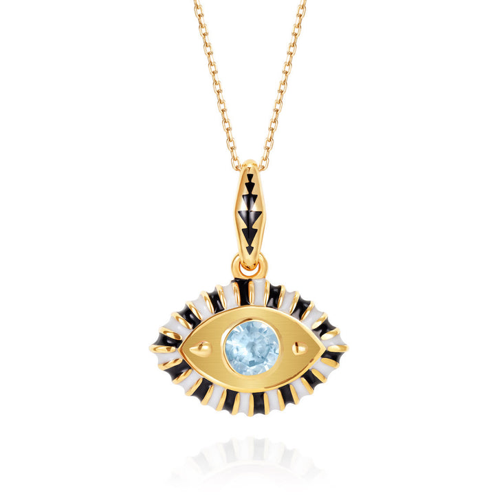 Olivenorma Stainless Steel Colorful Evil Eye Zircon Pendant Necklace - Yellow & White Zircon - image 5