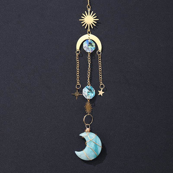 Sun And Moon Crystal Handmade Gemstone Ornament