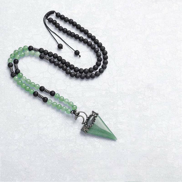 Olivenorma Natural Crystal Triangle Shape Pendant Necklace