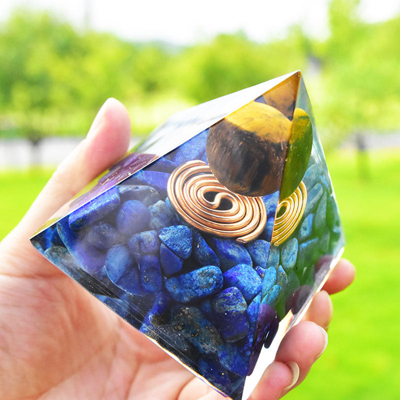 Olivenorma Lapis Lazuli Tiger Eye Orgone Pyramid