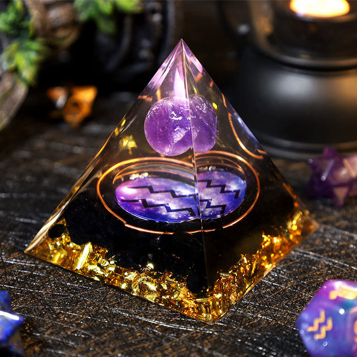 Olivenorma Amethyst Ball Obsidian Gravel Zodiac Aquarius Orgone Pyramid