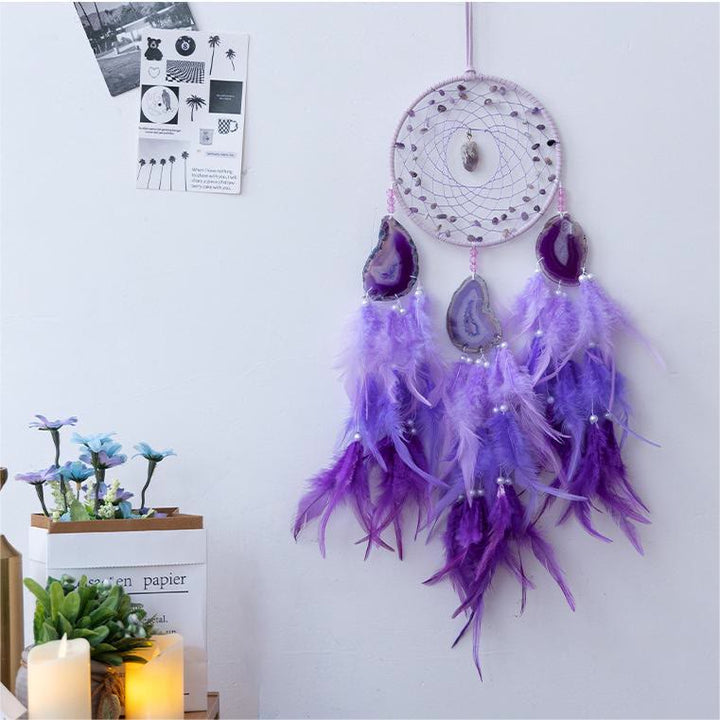 Olivenorma Amethyst Purple Agate Braided Flower Dream Catcher