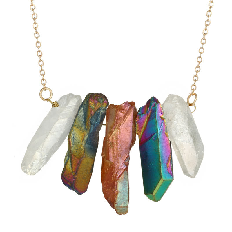 Olivenorma Natural Crystal Rough Mixed Color Crystal Pendant Necklace