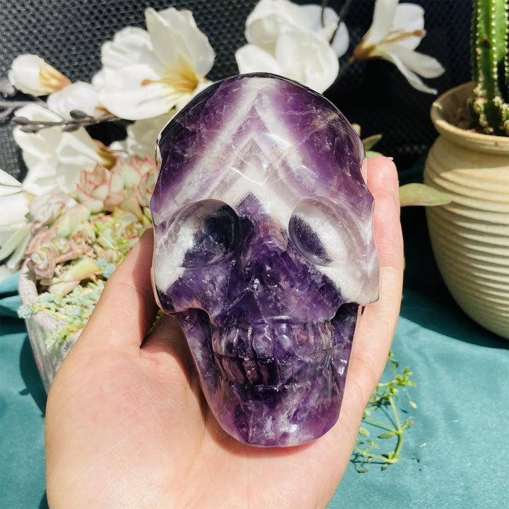 Olivenorma 10cm Natural Dream Amethyst Gemstone Decoration Crystal Skull