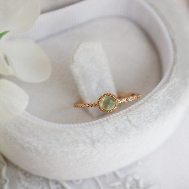 Olivenorma Natural Round Cut Green Peridot Ring