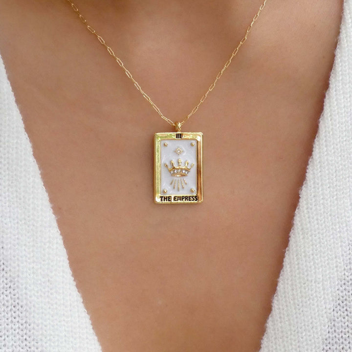Olivenorma Vintage Tarot Card Square Pendant Titanium Steel Necklace