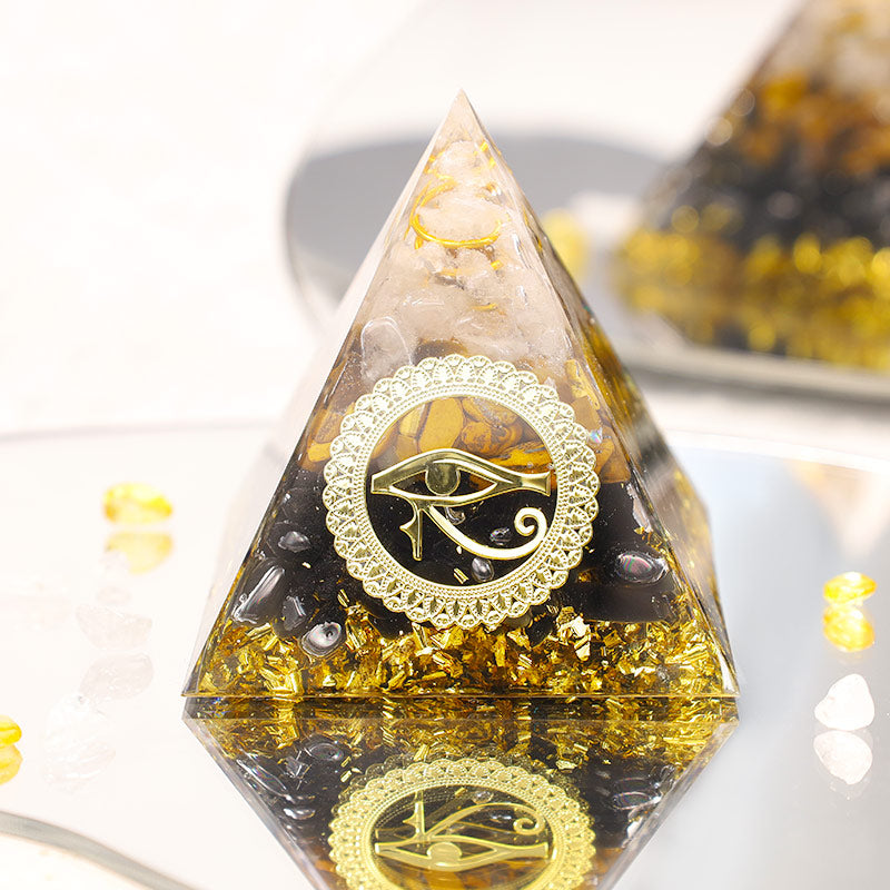 Olivenorma The Energy Protection Obsidian & Tiger Eye Orgone Pyramid