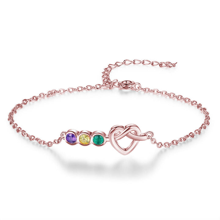 Olivenorma Personalized Heart 2-5 Birthstones Bracelet