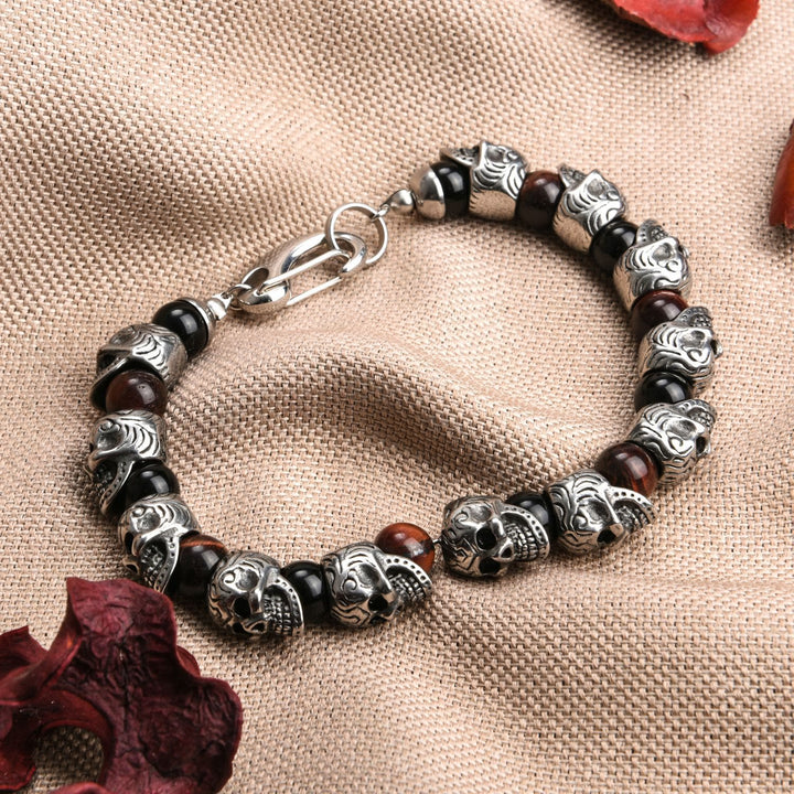 Olivenorma Natural Tiger Eye Handmade Stainless Steel Bracelet