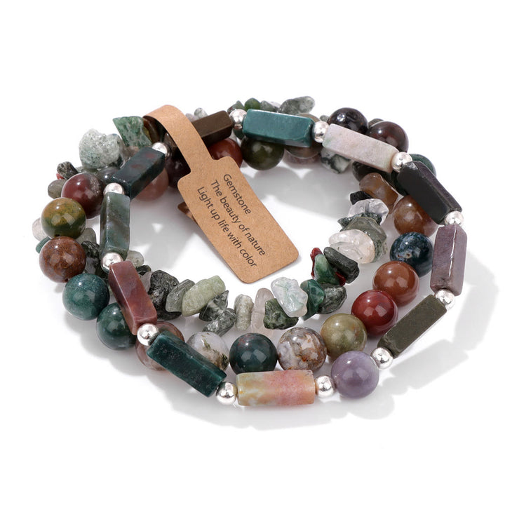 Olivenorma Natural Stone Irregular Three Layer Bracelet Set