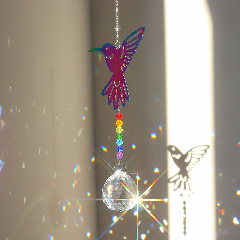 Olivenorma Clear Crystal Hanging Chakra Beads Wind Chime Suncatcher - Colorful Hummingbird - image 2