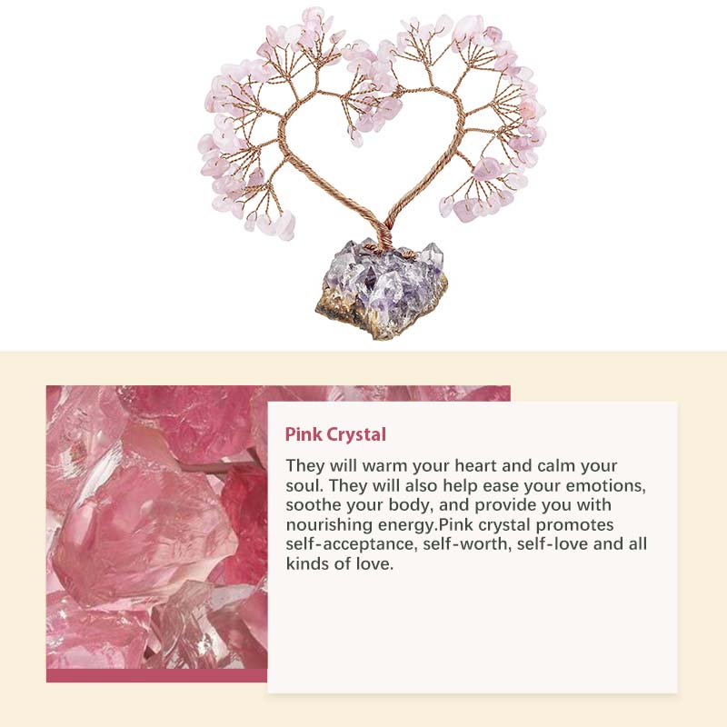 Natural Crystal Stone Love Feng Shui Tree