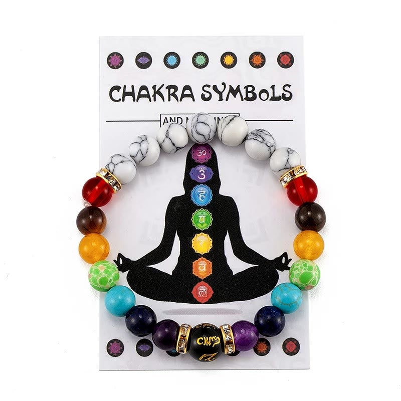 Olivenorma Anxiety Relief Natural Crystal Healing Chakra Bracelet - 7 Chakras & Howlite - image 7