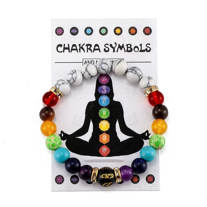 Olivenorma Anxiety Relief Natural Crystal Healing Chakra Bracelet - 7 Chakras & Howlite - image 7