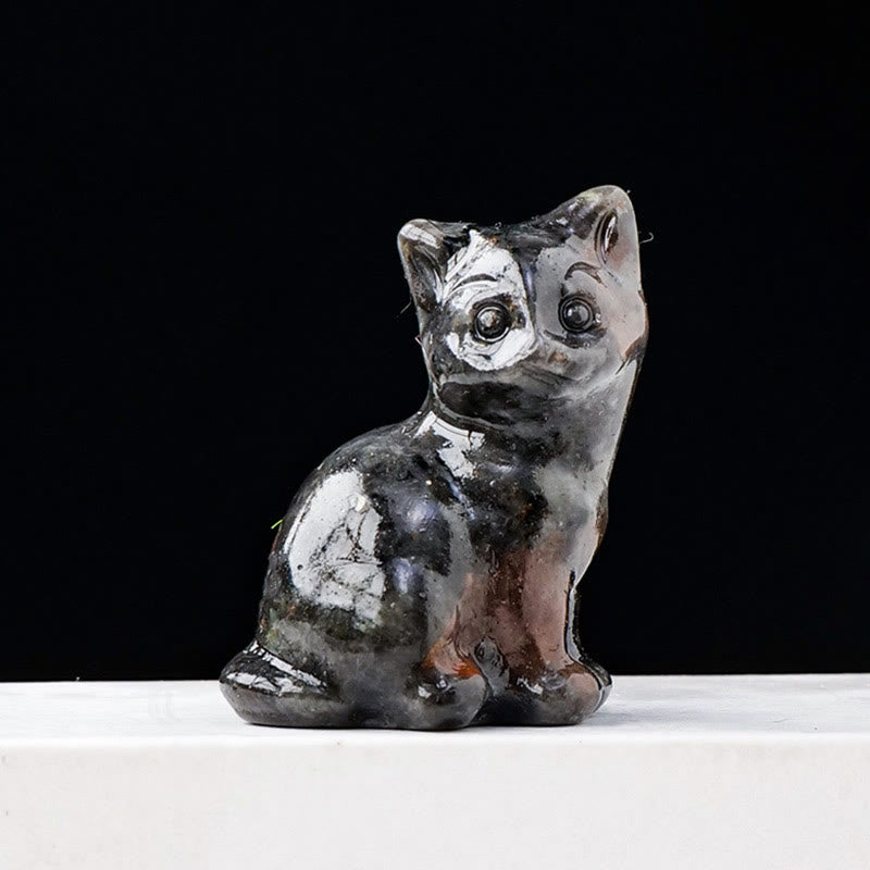 Olivenorma Natural Crystal Lucky Cat Carved Gemstone Decoration - Yooperlite - image 22