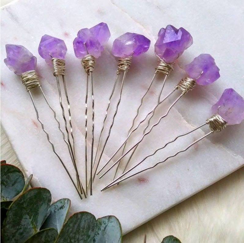 Olivenorma Natural Amethyst Quartz Flower Hairpin