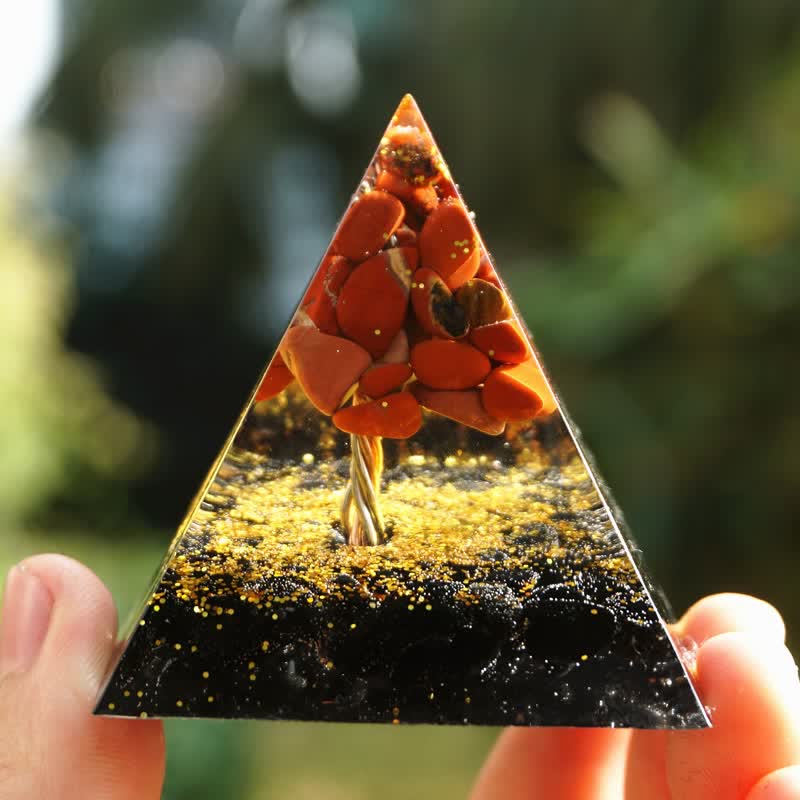 Olivenorma Red Jasper Black Tourmaline Tree Of Life Orgone Pyramid