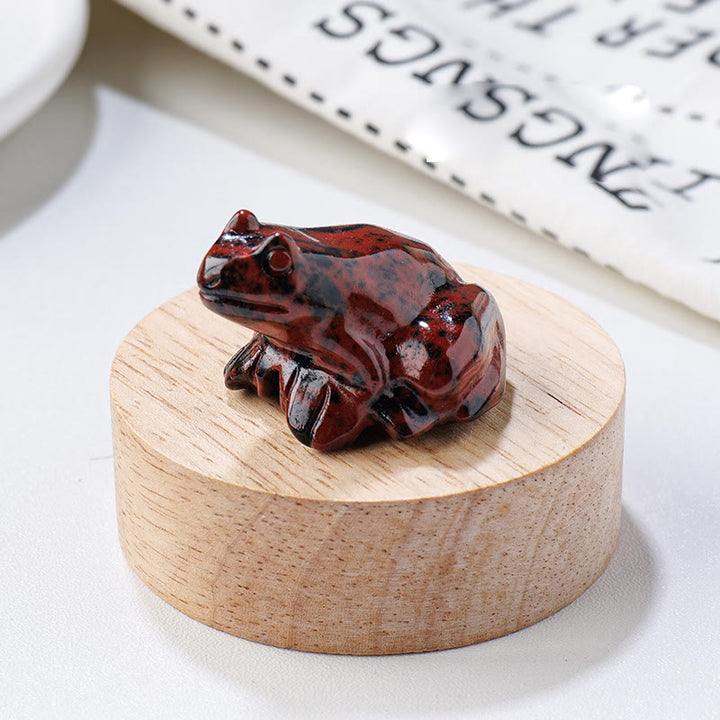 Olivenorma Serene Spirit Gemstone Frog Gemstone Decoration - Red Obsidian - With Card - image 17